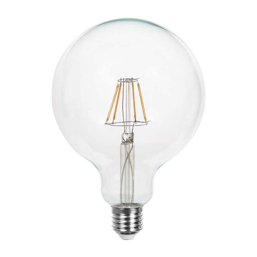 V-TAC Átlátszó LED izzó filament COG  E27 G125 10W 6400K nagygömb - 214424