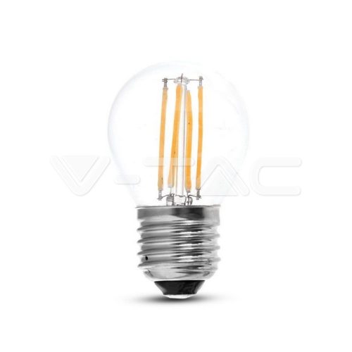 V-TAC Átlátszó LED izzó filament COG  E27 G45 4W 4000K kisgömb - 4427