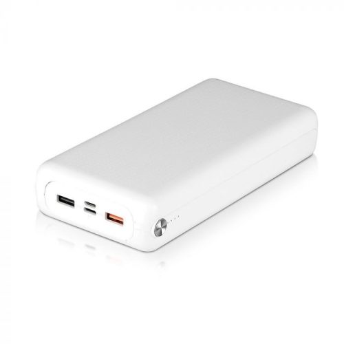 V-TAC POWER BANK (hordozható töltő) 30.000 mAh Dual USB - fehér - 8902